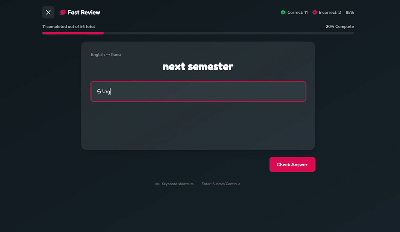 ReBabel study dashboard and review flow